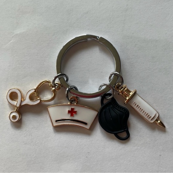 Key Chain New Lot of 4 Nursing Fun Charms Key Ring
Nursing Cap Stethoscope Mask - Picture 2 of 3